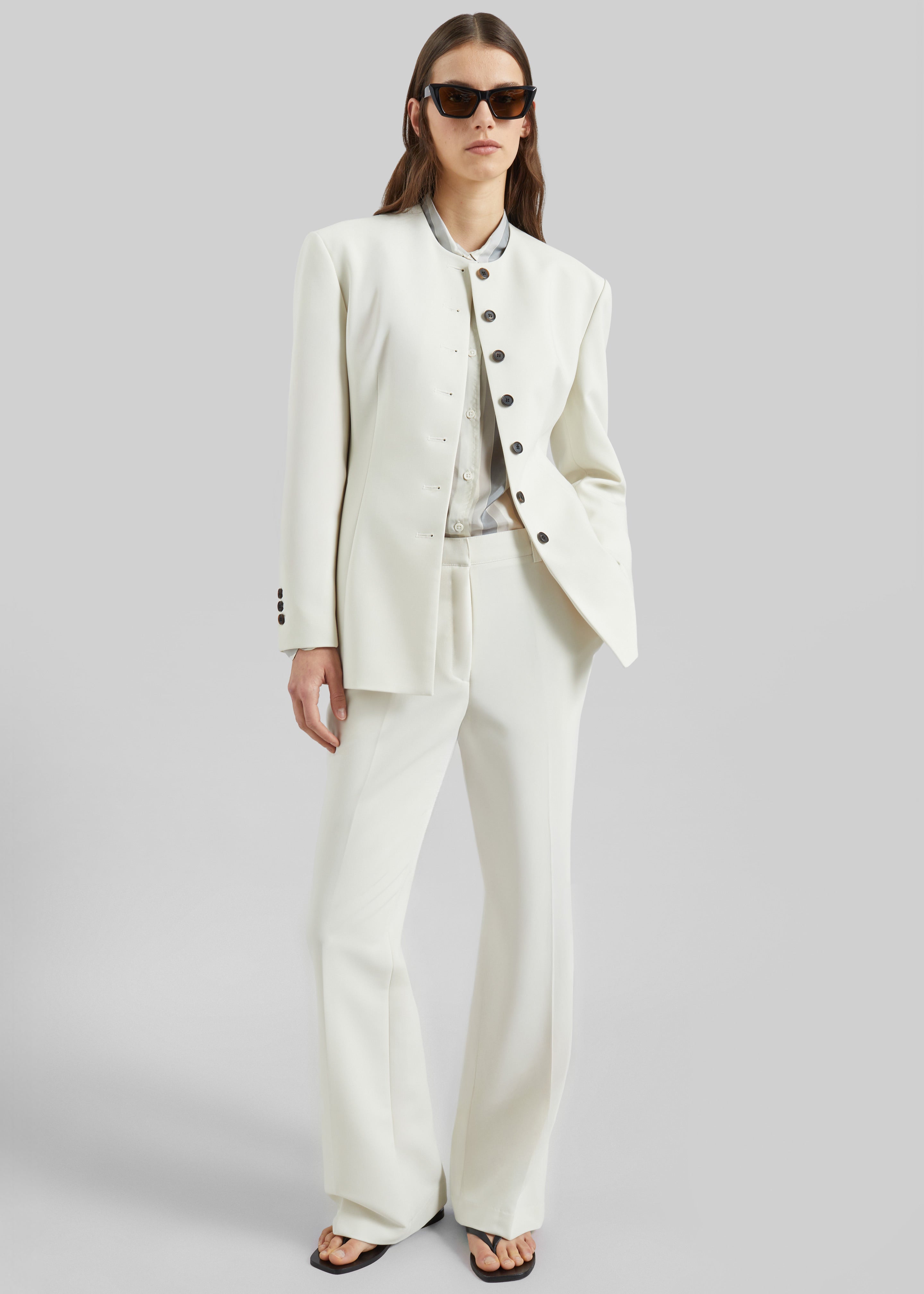 Chesnay Collarless Blazer - Cream