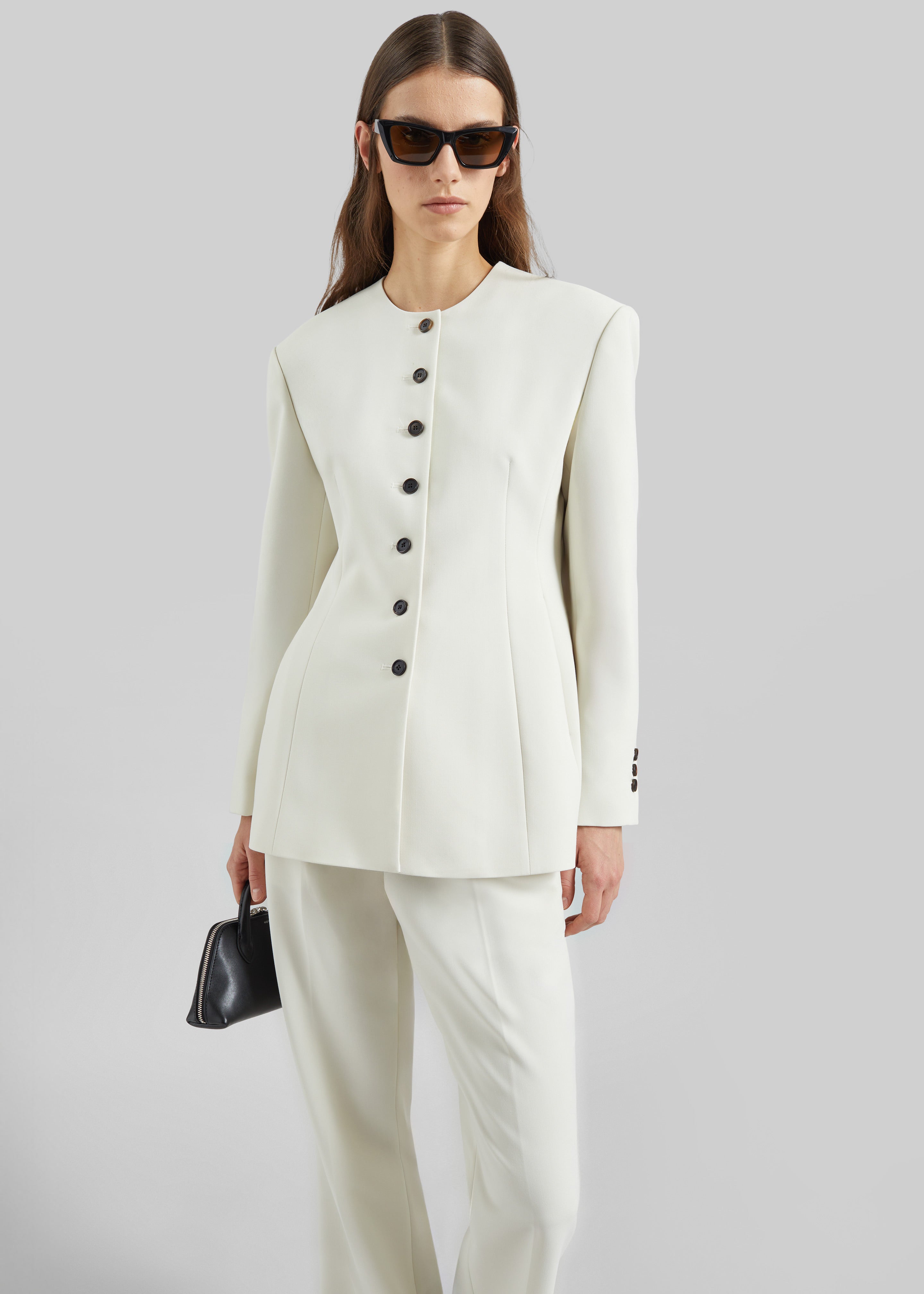 Chesnay Collarless Blazer - Cream