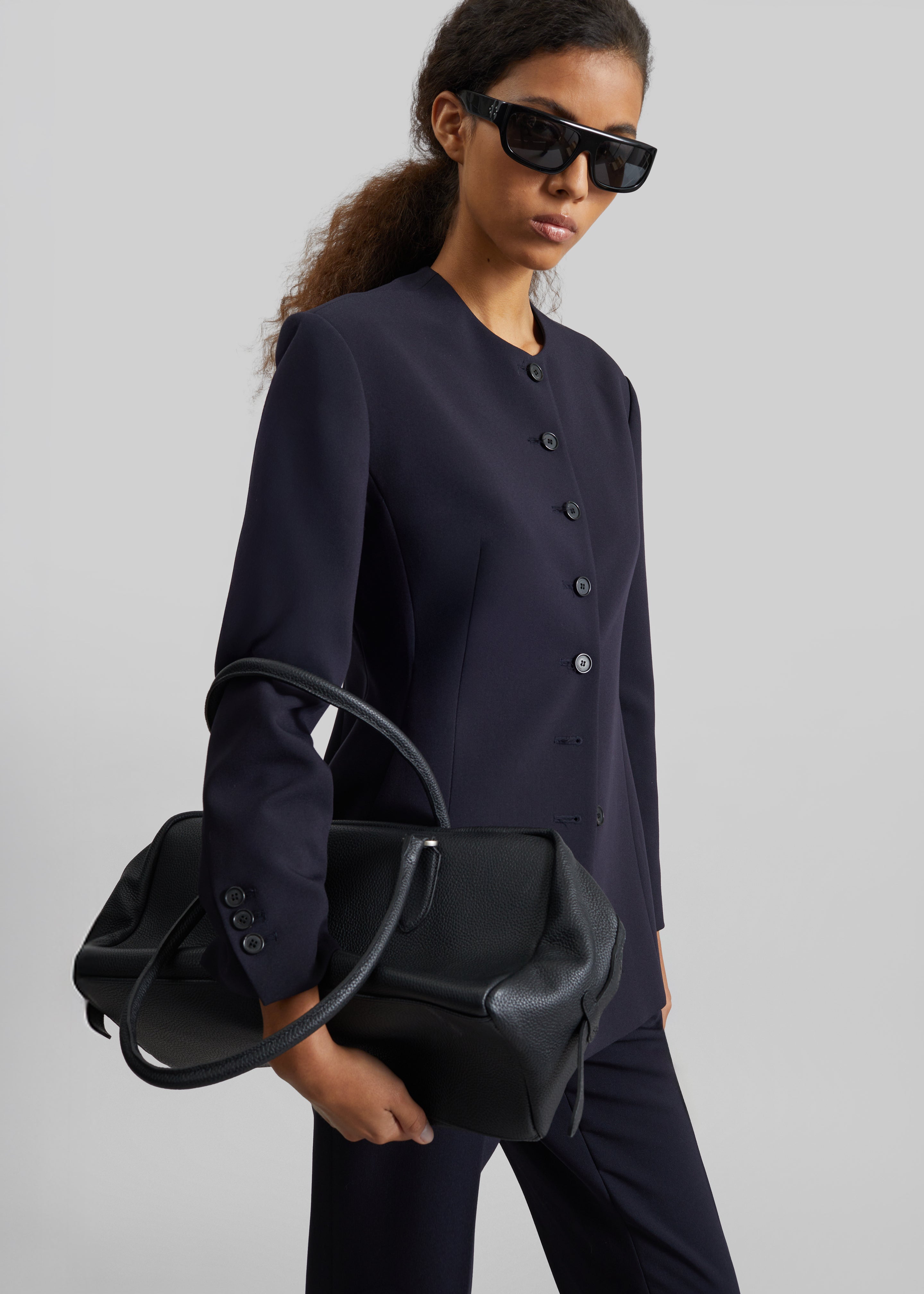 Chesnay Collarless Blazer - Navy
