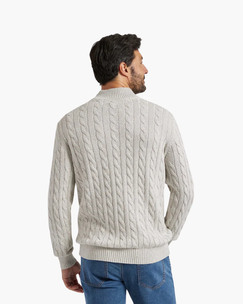 OLD MONEY HALF-ZIP CABLE SWEATER - 100% COTTON
