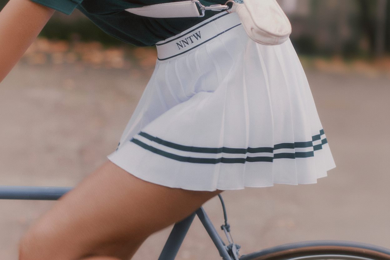 Serif Court Skirt - White/Forest
