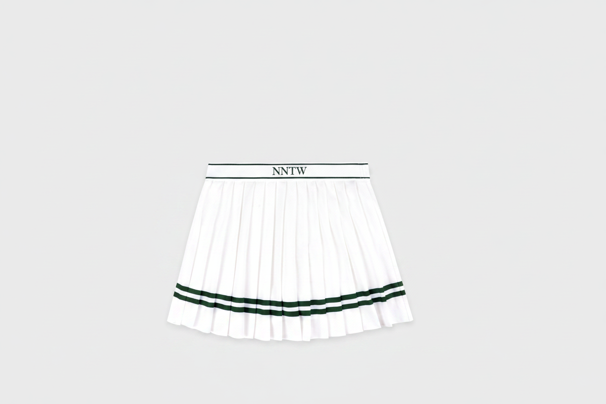 Serif Court Skirt - White/Forest