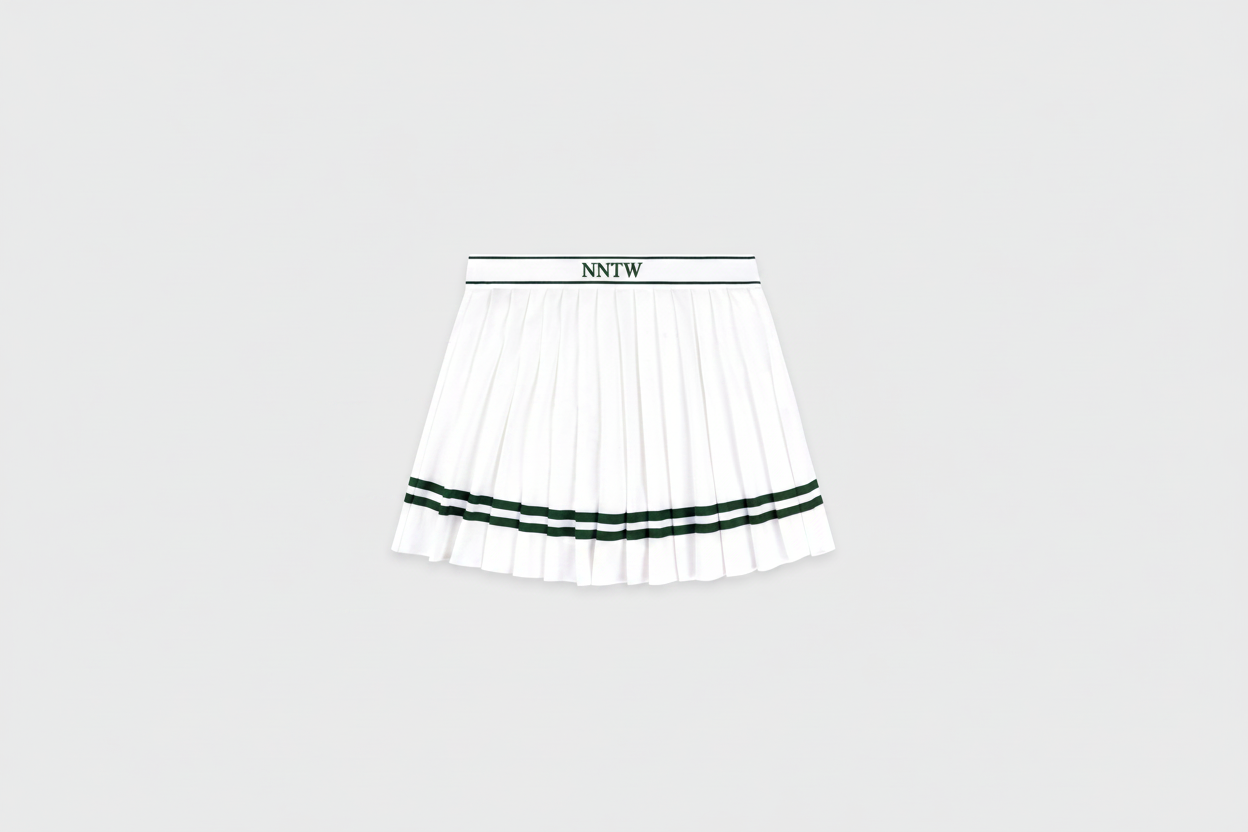 Serif Court Skirt - White/Forest